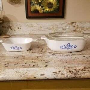 2 pc corningware blue cornflower